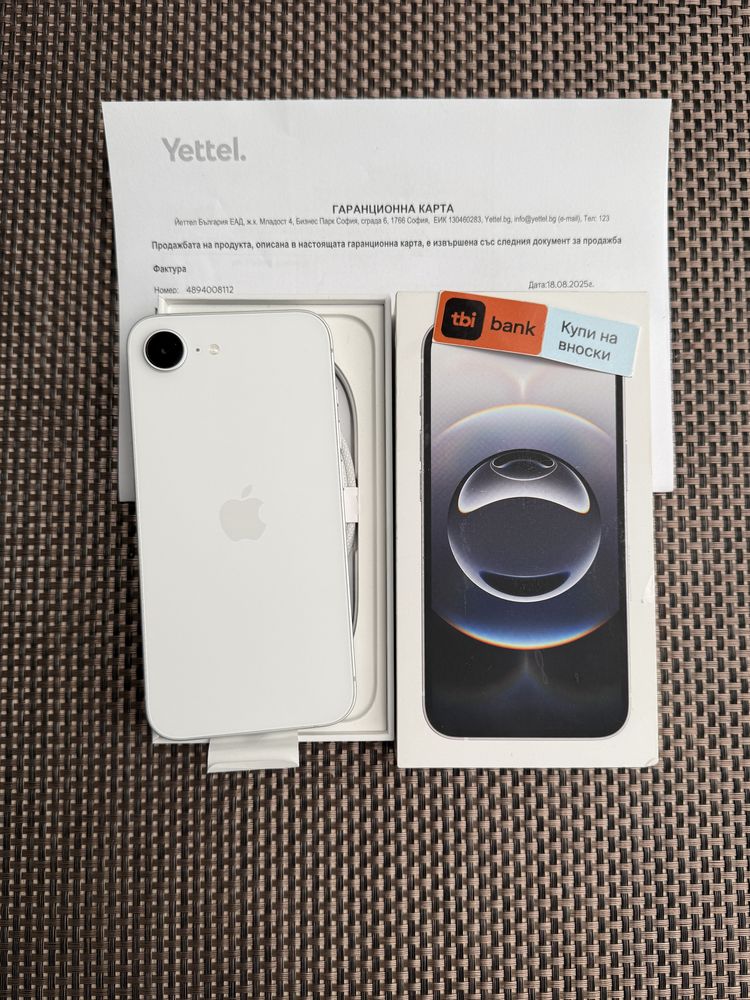 ‼️Нов•iphone 16е ЛИЗИНГ 37лв/м айфон White 16е