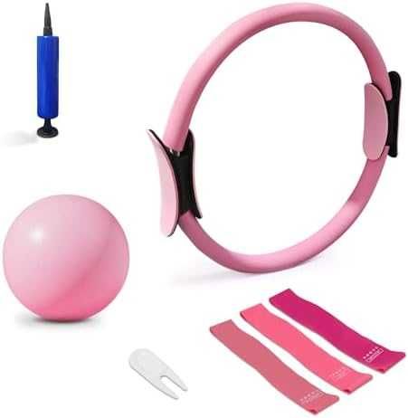Нов Комплект за Пилатес с ринг 40 см, топка и 3 ластика за тренировка
