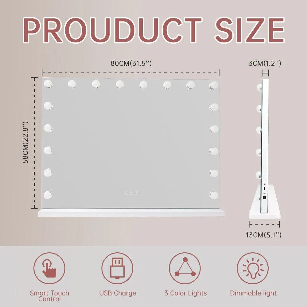 Fenchilin Гримьорско огледало Hollywood style 80 × 60 см. 18 LED светл