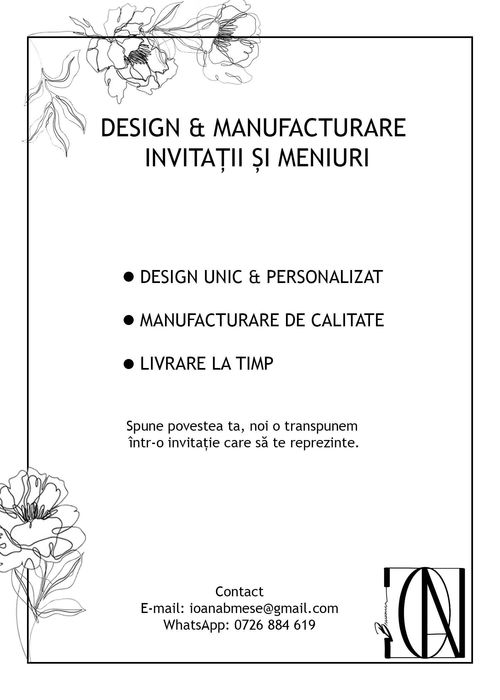 Design si manufacturare invitatii si meniuri nunti
