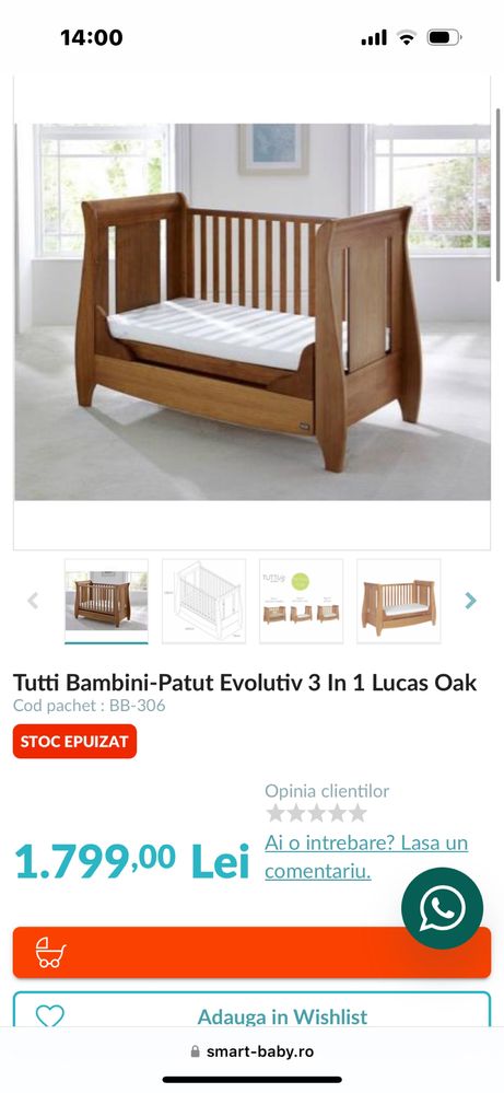 Patut evolutiv 3 in 1, 140*70cm, Lucas Oak, Tutti Bambini + Saltea