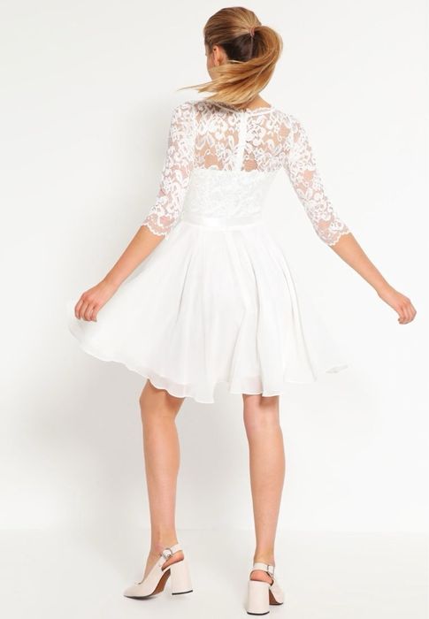 Булченска  сватбена или за кръщене официална бяла рокля SWING