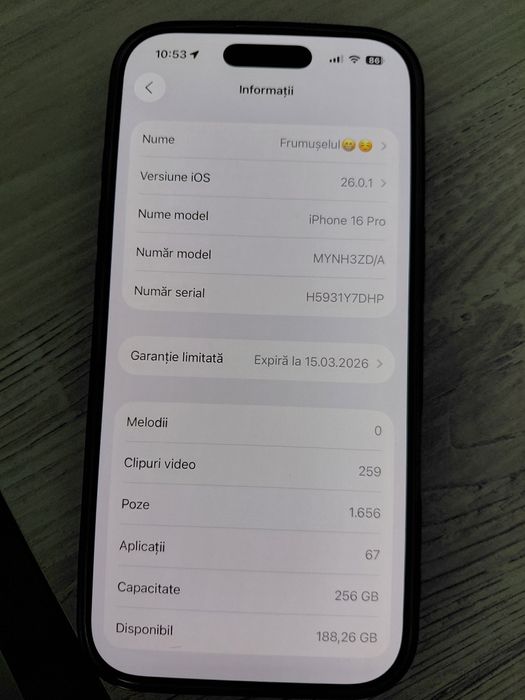 Iphone 16 PRO 256 GB impecabil