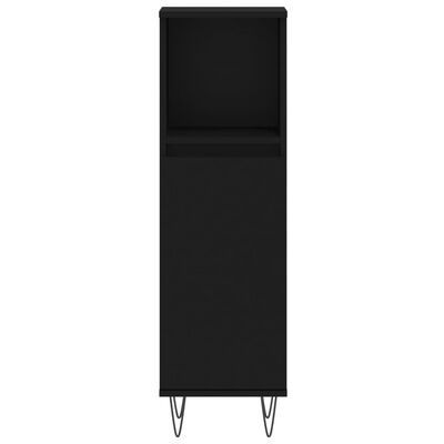 vidaXL Шкаф за баня Черен 30x30x100 см Инженерно дърво