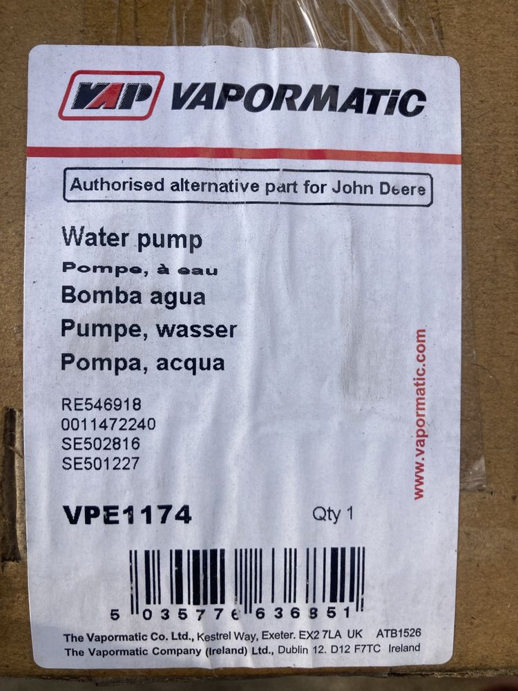 Pompa de apa pentru John Deere