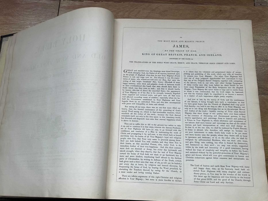 Biblia / Biblie veche ,engleza,1847, 6 kg, coperta piele, 33x25x9 cm