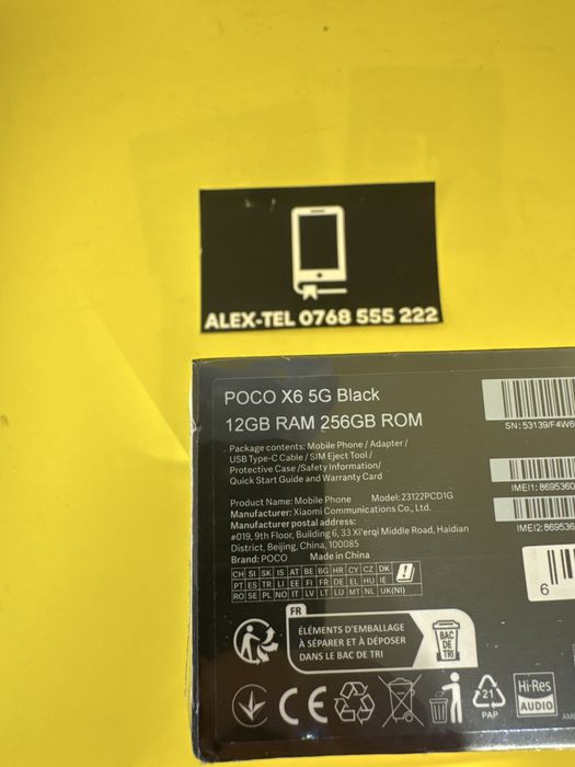Alex-TEL® Xiaomi Poco X6 5G 256GB 12GB-Ram Sigilat Nou