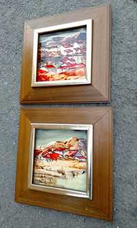 Set de 2 tablouri picturi pe porțelan lucrate integral manual lucrări