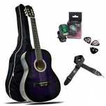 SET chitara clasica violet 4/4 39” husa,acordor,pene,corzi,curea