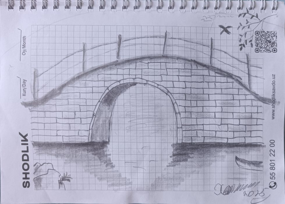 Oq qora rasmlar qalamda chizilgan