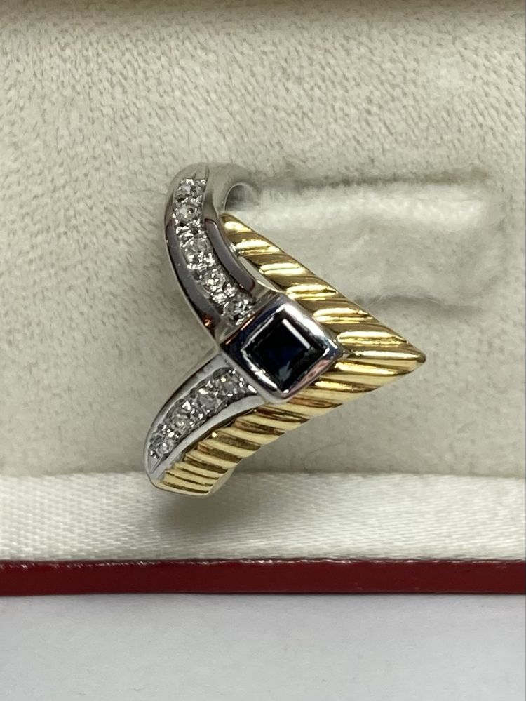 Inel aur 18kt.cu safir si diamante