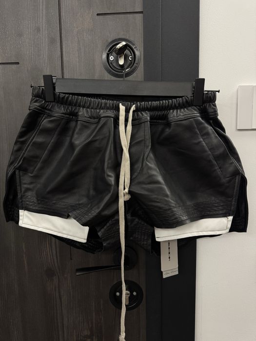 Rick Owens Leather Cut out shorts black