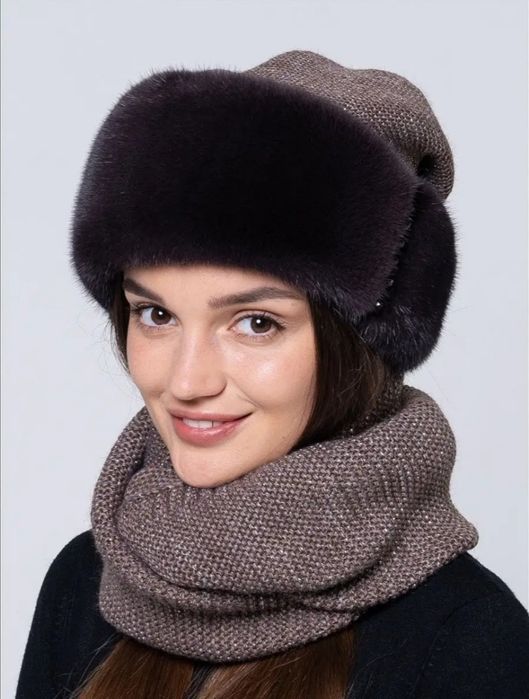 Шапка с норки и снуд.