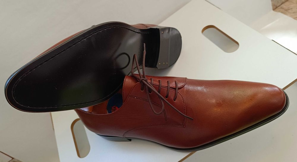 Pantofi derby 43 43.5 lucrati manual J. Bradford NOI piele naturala