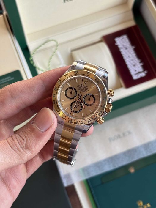 Rolex Daytona  Two Tone Yellow Gold Champagne Dial
