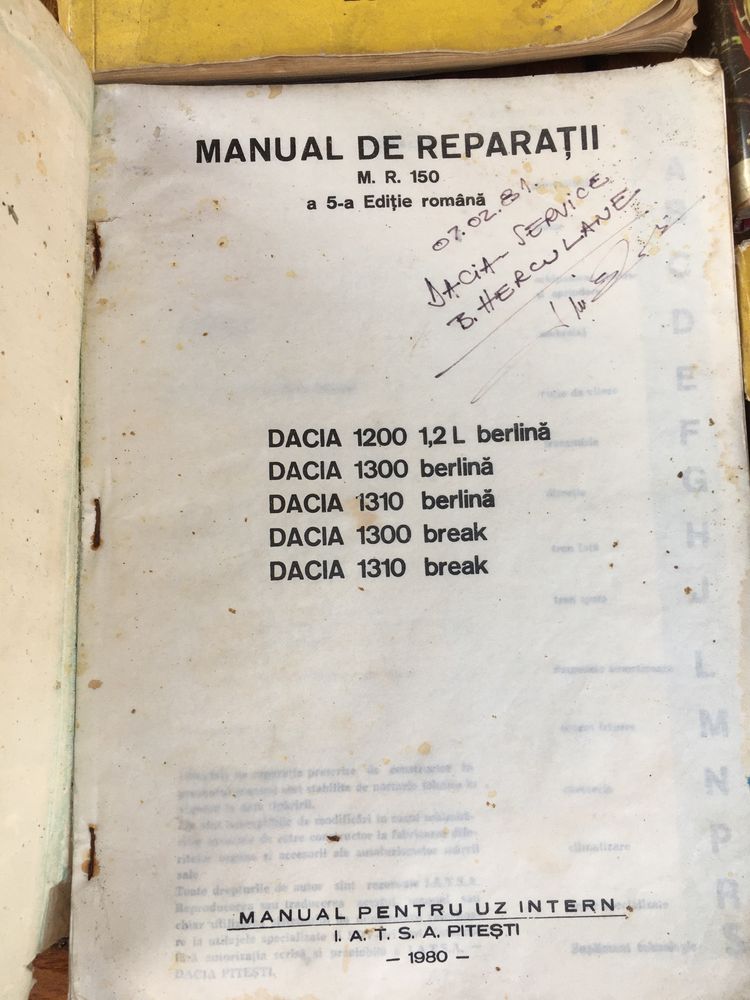 Vand 4 manuale Dacia 1300, Oltcit, editia 1980 si 1982