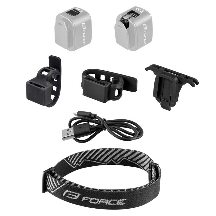 Универсална LED светлина за велосипед FORCE FLEA 200 LM, USB, Черна
