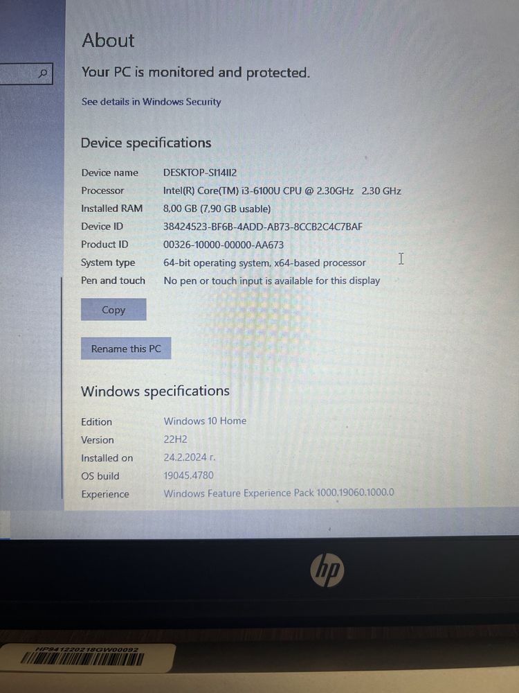 Hp ProBook G3 intel core i3 6100u