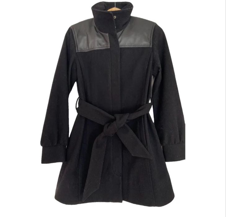 Вълнено палто с кожени елементи DKNY Jeans