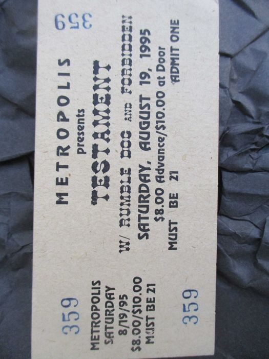 Колекционерски билет на Testament с автограф на Джеймс Мърфи +3 снимки