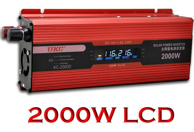 Invertor tensiune 12V-220V 500W/1000W/2000W cu afisaj LCD. PREMIUM