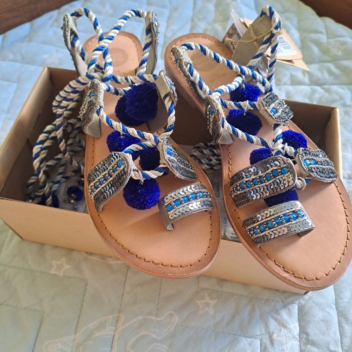 Уникални сандали Gioseppo в бохо стил с понпони и паети- н.  36/37