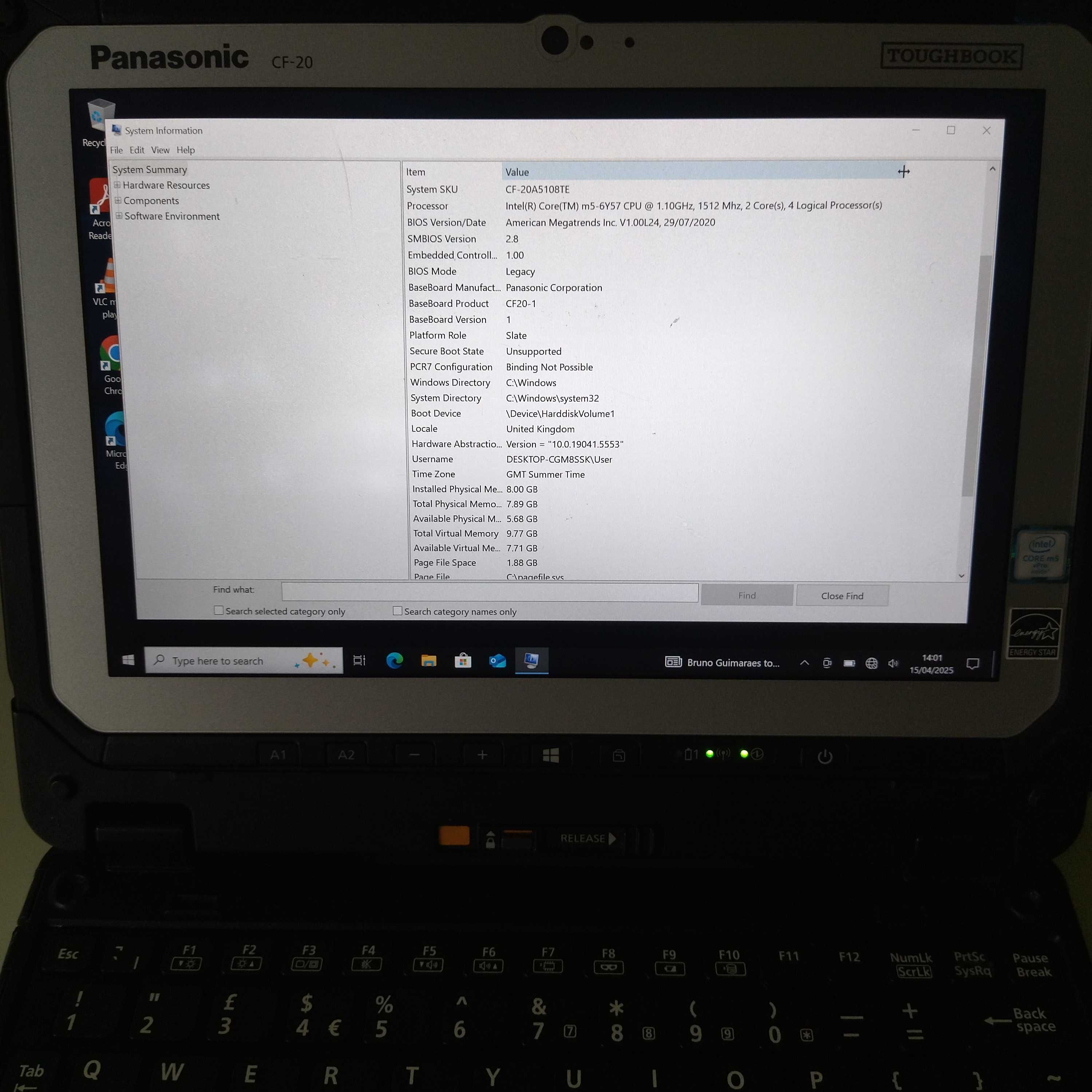 Panasonic Toughbook CF-20  m5, 8 ram, 256 ssd, tablet-touchscreen