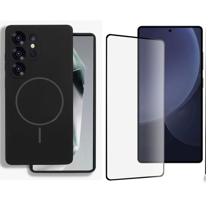 Husa Magsafe Liquid si Folie Sticla - Samsung S24/S25/PLUS/ULTRA