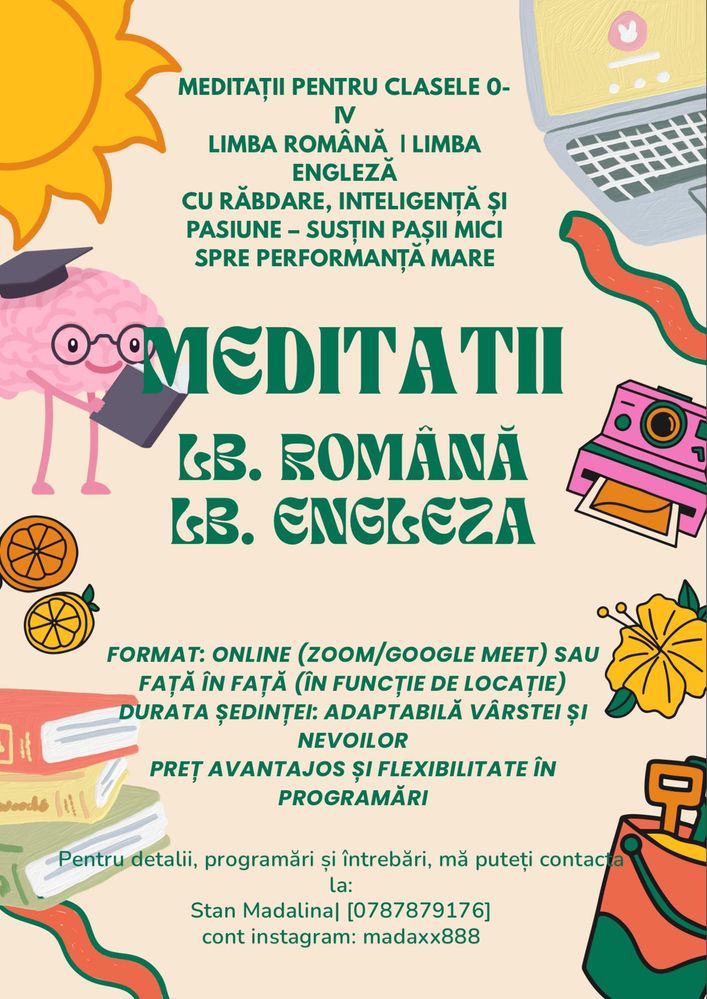 Meditatii limba engleza, limba romana, clasele 0-6