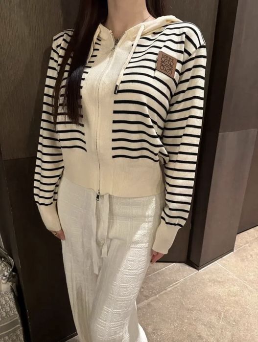 Кофта худи в полоску с капюшоном под loewe