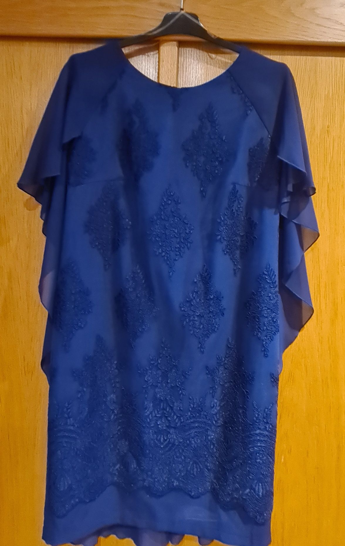 Rochie Pandora,bleumarin cu broderie si voal