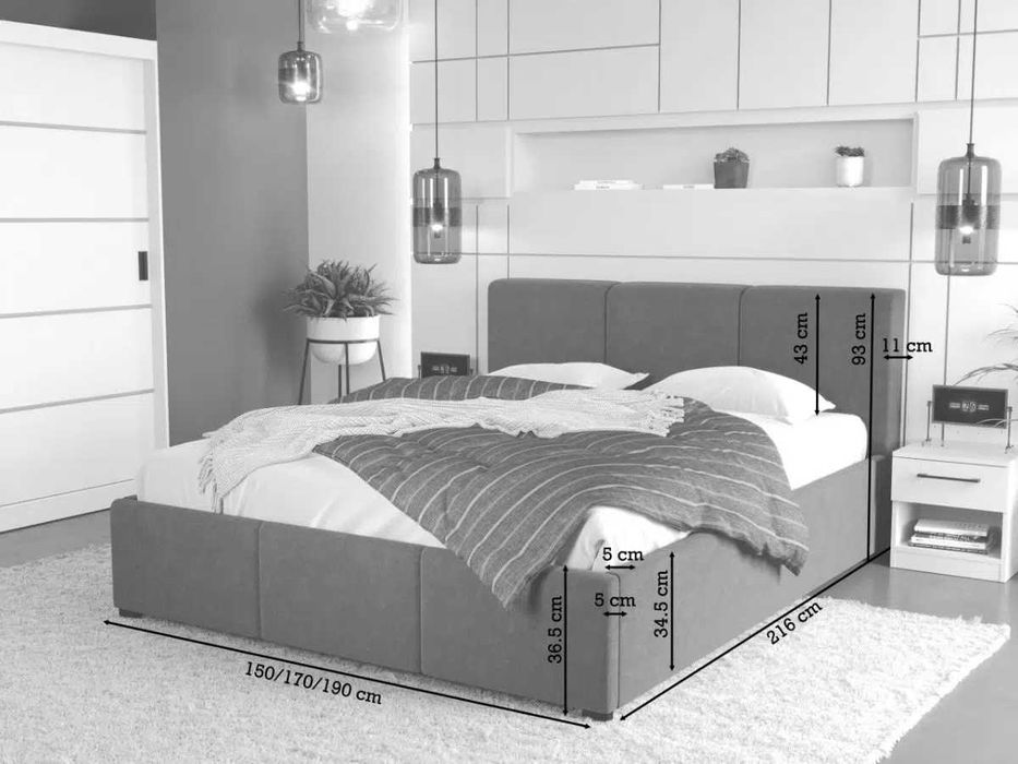 Pat Tapitat Avelis Roz cu somiera rabatabila si lada de depozitare