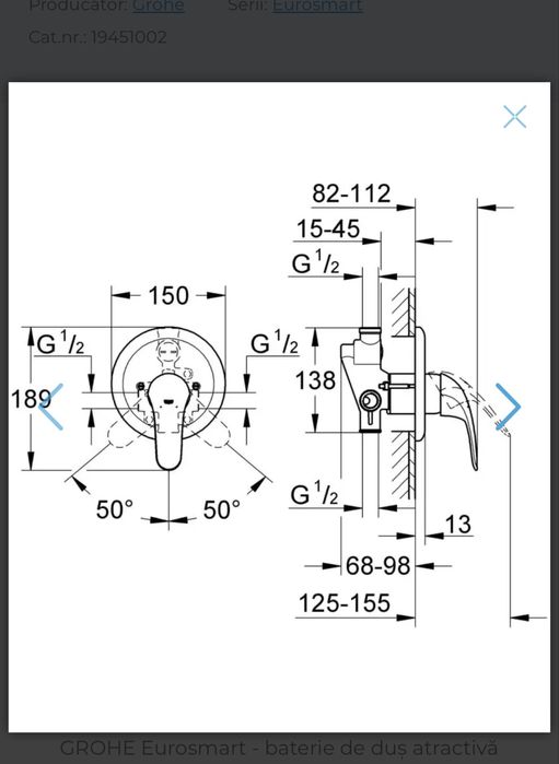 Baterie incastrata grohe