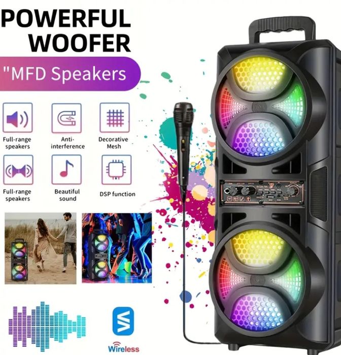 Boxa Portabila 50cm Bluetooth Microfon Difuzor Wireless Radio Karaoke