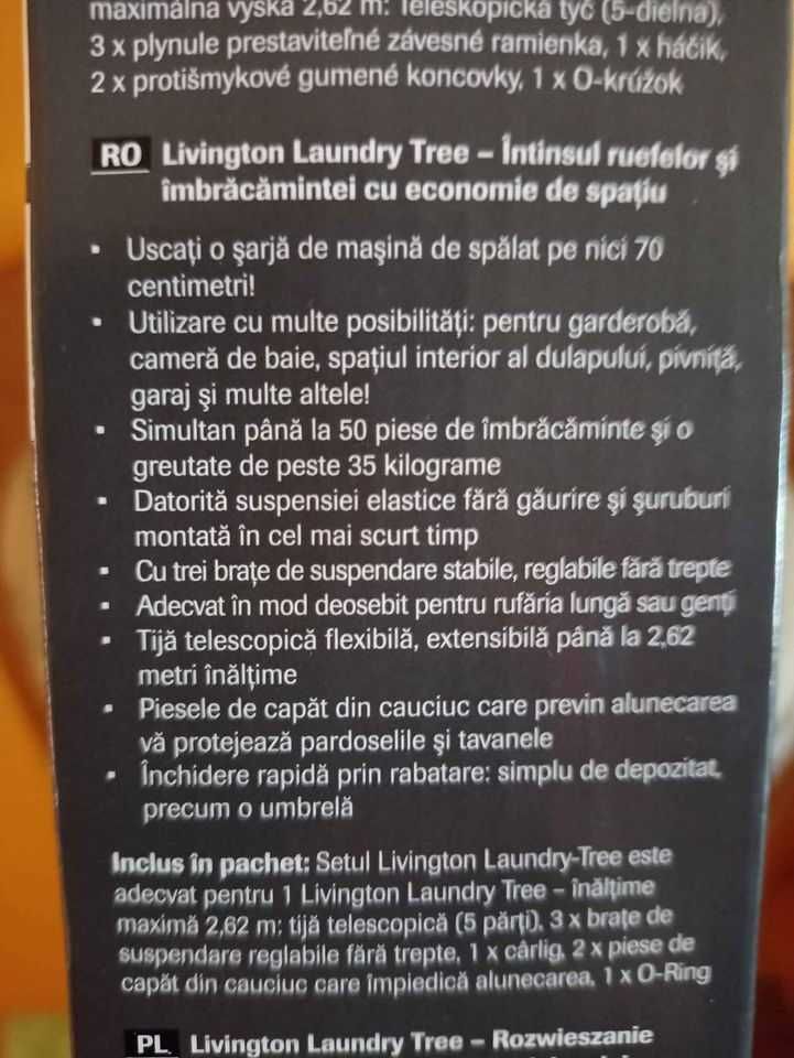 Livington- uscător haine , organizator haine cu tija telescopică