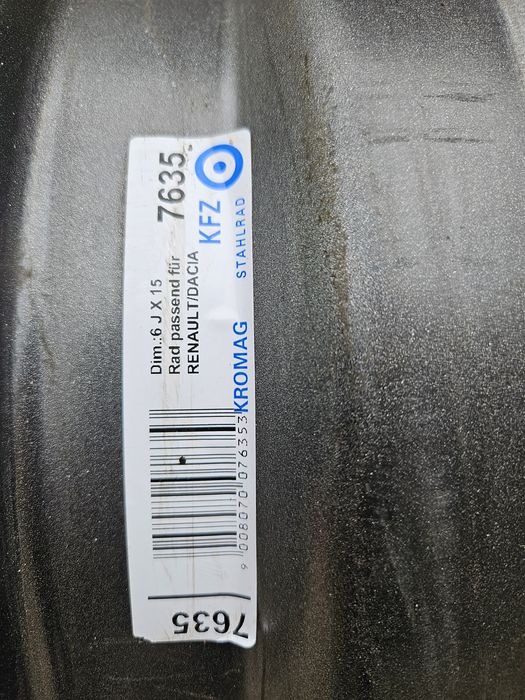 Vând jante oțel Renault Dacia ET 50 pe 15