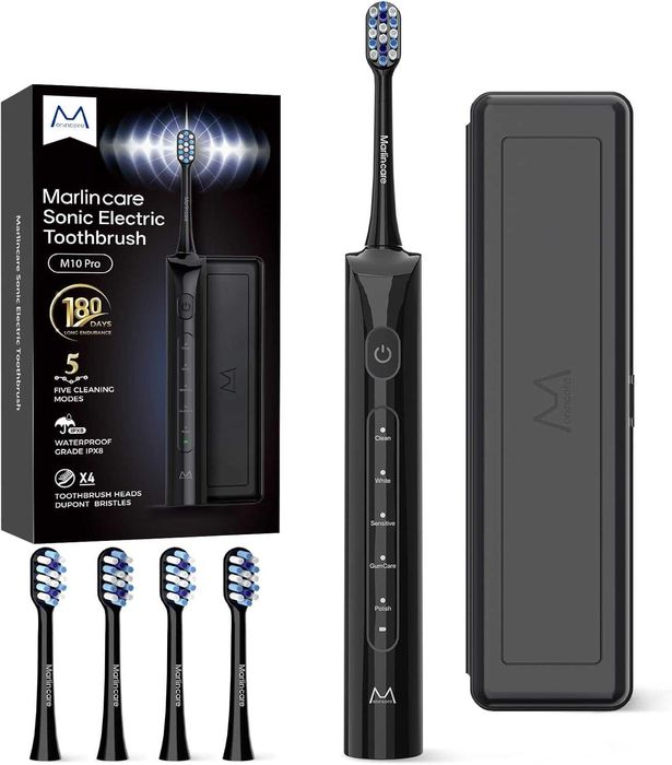Електрическа четка за зъби Marlincare Sonic, 55 000 VPM, 5 режима,IPX8