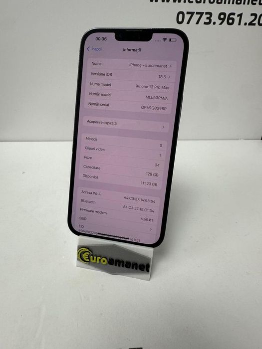 Telefon mobil Apple iPhone 13 Pro Max, 128GB, 5G, Graphite -B-