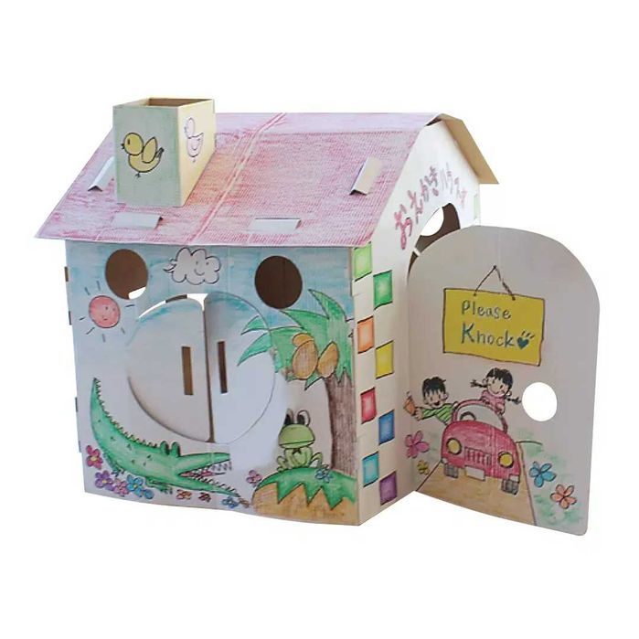 Căsuță din Carton pentru Colorat – Stimulează Creativitatea Copiilor