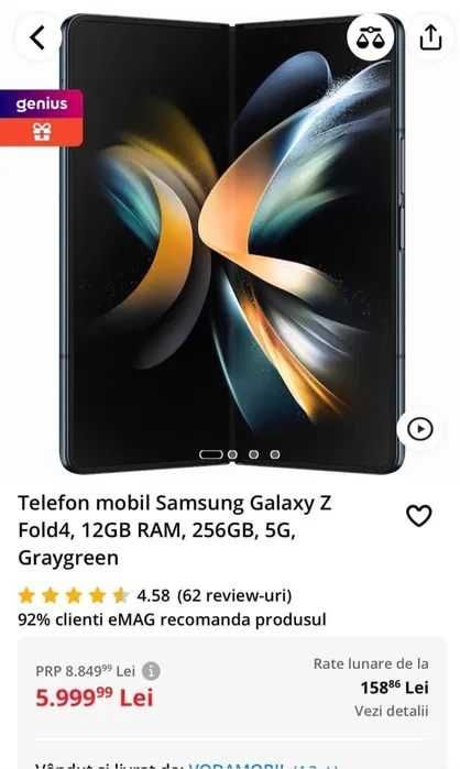 Samsung Galaxy Z Fold4, 12GB RAM, 512GB, 5G, Graygreen, Duos