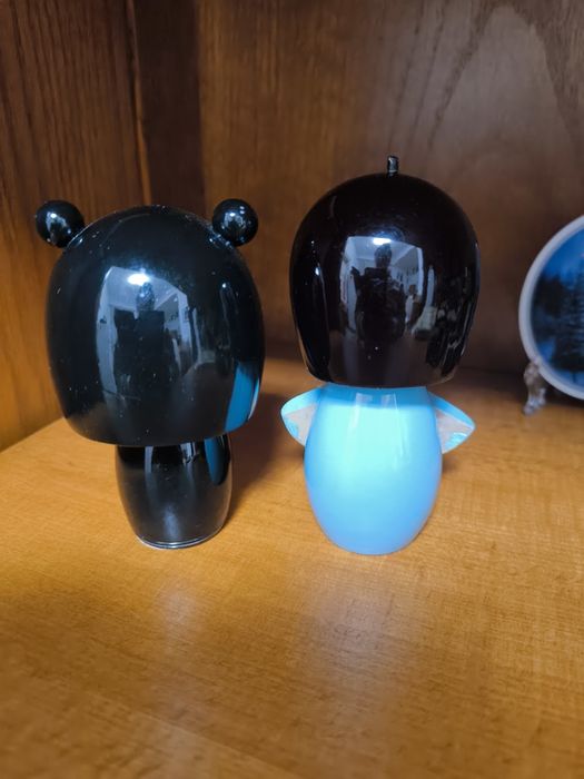 Set 2 păpuși decorative japoneze din lemn pictat manual