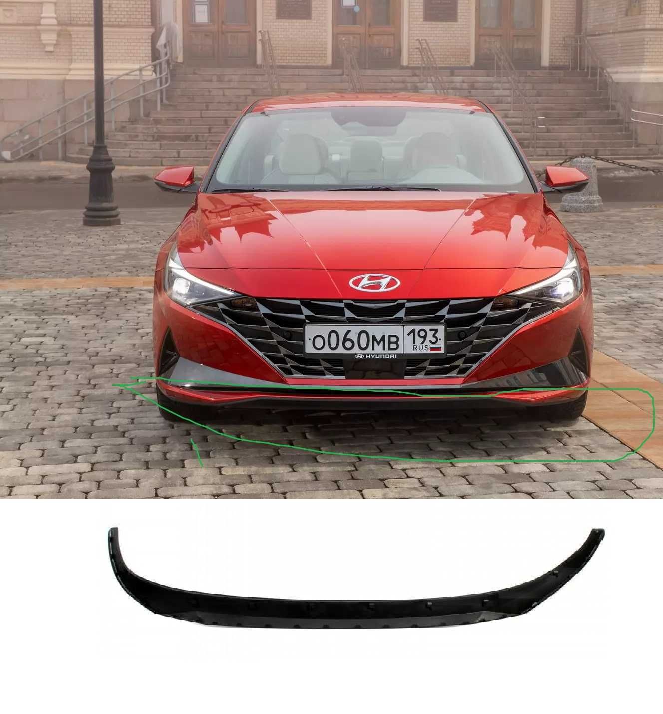 Юбка переднего бампера Hyundai Elantra 7 (20-23г)