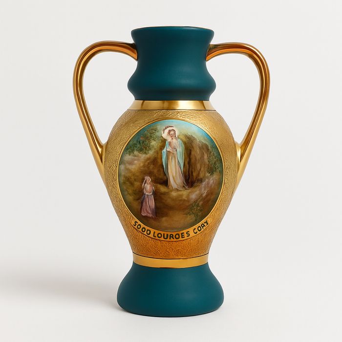 Френска ваза Limoges 1958 24 к позлата ръчно изрисувана