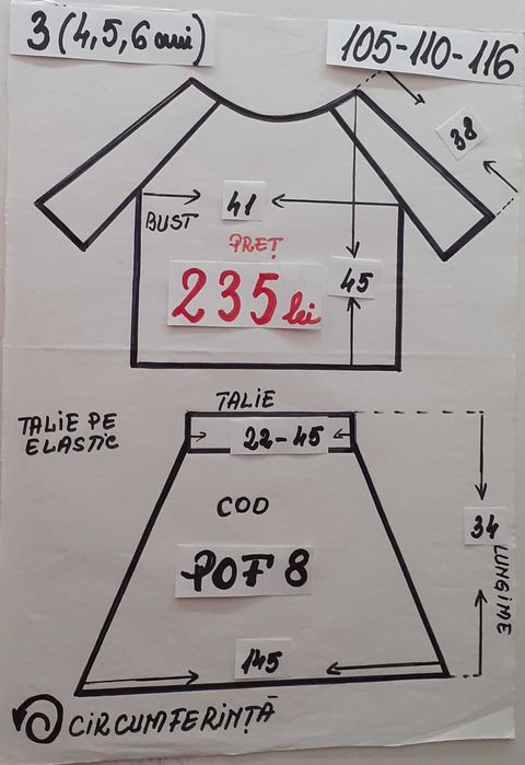 Costum popular pentru copii marimea 3 (4-5-6 ani) 235 lei