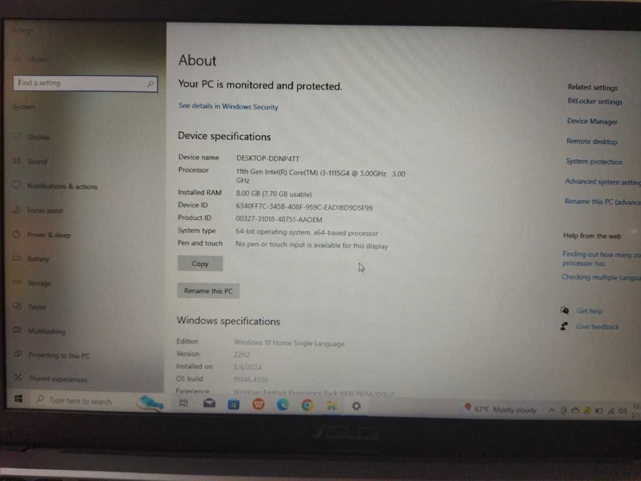 Asus Ноутбук Core i3 11th gen