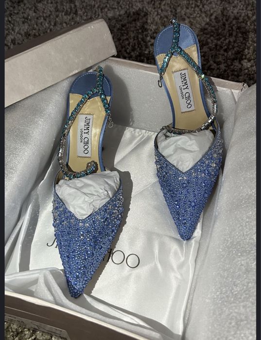Pantofi Jimmy Choo Saeda crystal piele naturala pe soc