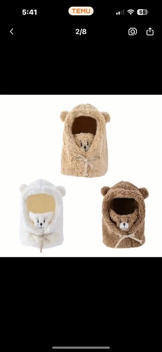 Caciula gluga si fular 3 in 1 model ursulet