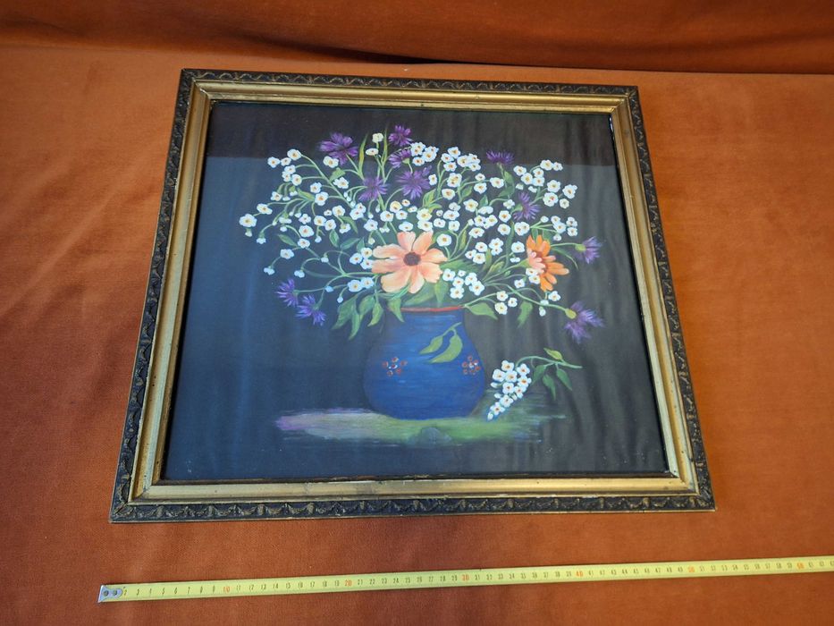 Tablou – antique / vintage  / vechi, pe panza ,model 6, rama si sticla