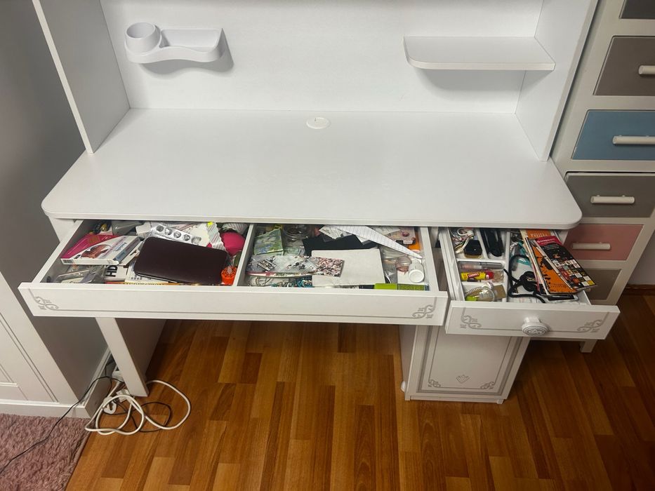 birou alb pentru fete