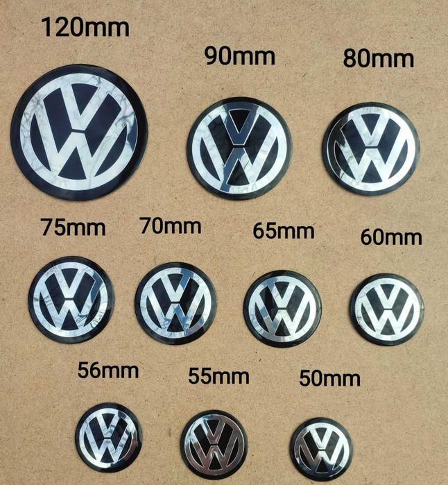 VW - Embleme aluminiu autoadezive pentru capace jante aliaj